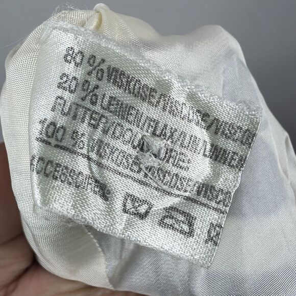 Louis Feraud Vintage Kite String Bow Pencil Skirt 16 Cream Black Linen blend - Picture 14 of 15